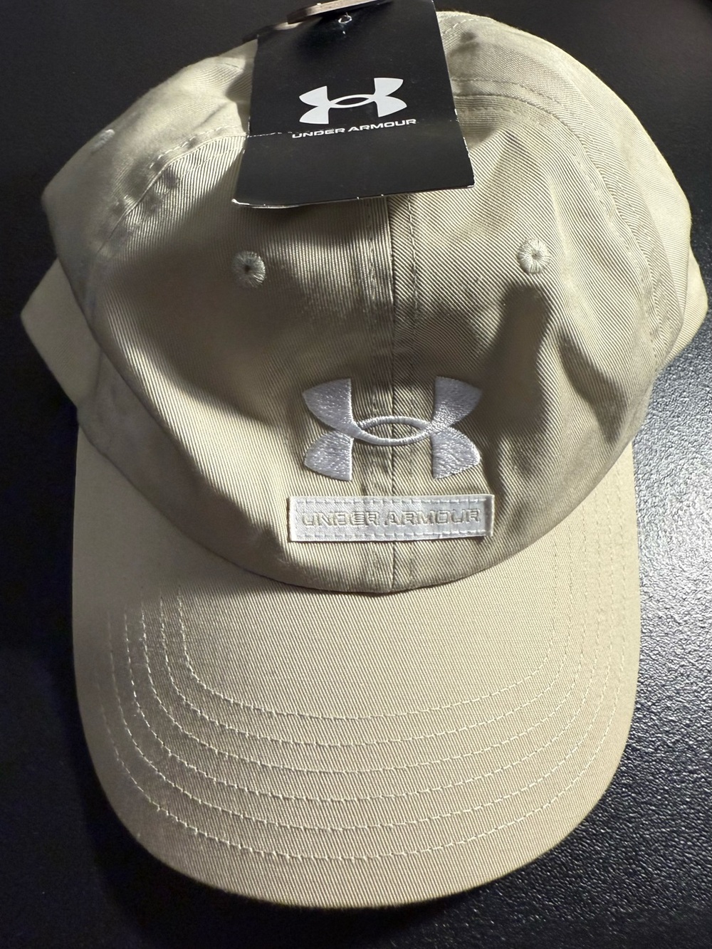 Under Armour Men's Tan Performance Cap with White Logo